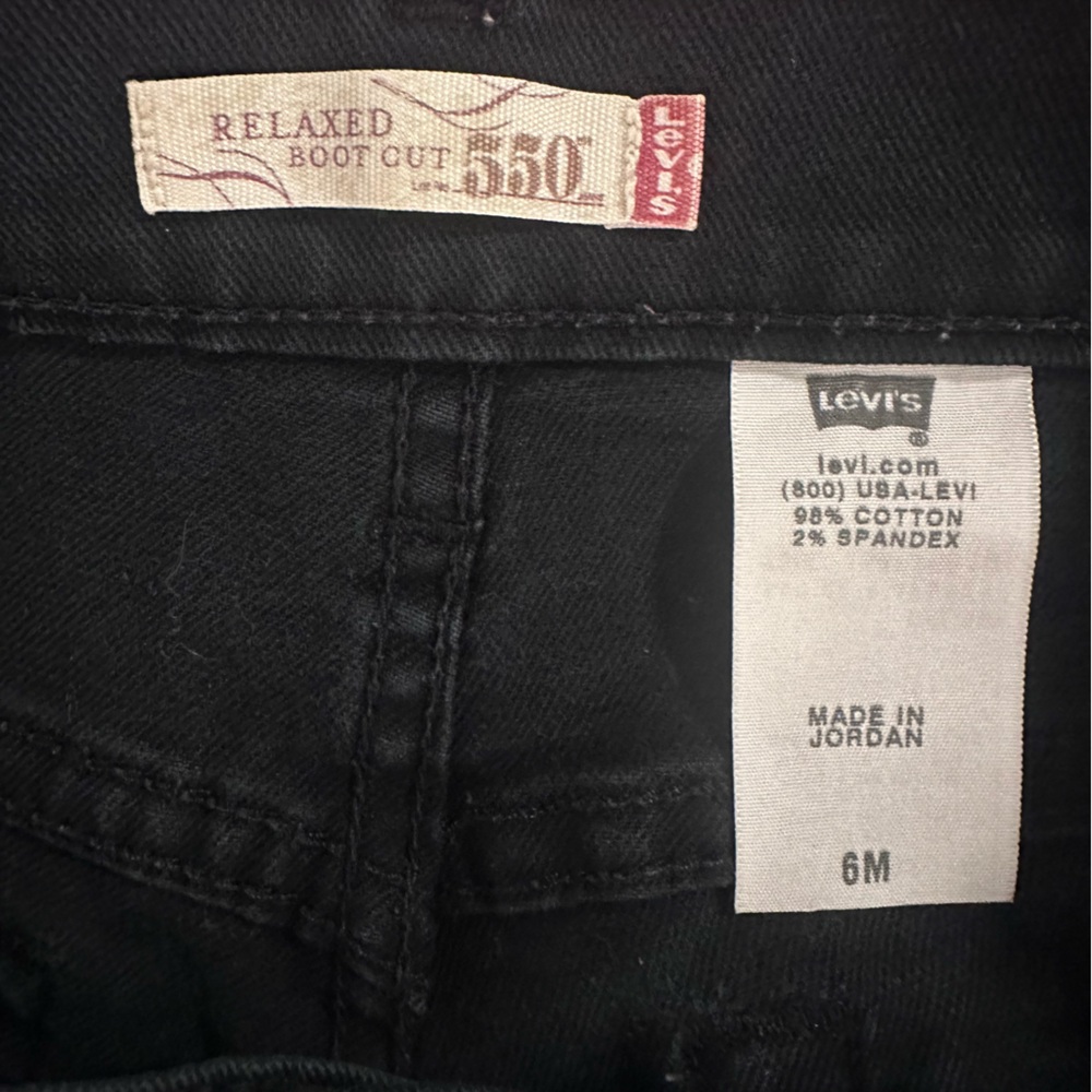 Levi’s Black Cut-Off Jean Shorts Non-Stretch Size 6 Relaxed Fit - Picture 7 of 8